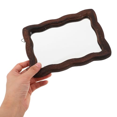 Espejo de maquillaje con agarre cómodo y marco de madera para evitar reflejos incómodos 5