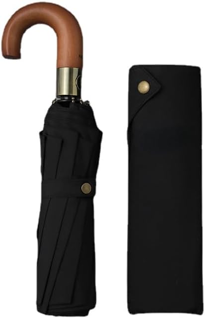 NW 177654" Automatic Windproof Umbrella with Memory Fabric, 10 Ribs and Wooden Handle - Double Canopy, Waterproof, Durable, Ideal for Men, Travel and Golf