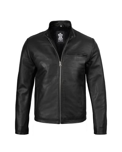 Image of Blingsoul Disc Mens Black Leather Jacket (N3) | [12315276] Ricardo Cowhide Black, 2XL