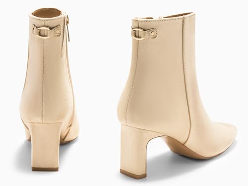 Image of Coutgo Womens Ankle Boots Chunky Heel Closed Toe Booties Side Zipper Winter Dress Shoes