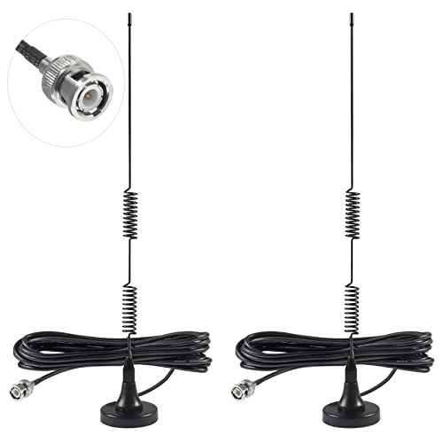 AEDIKO 2pcs Police Scanner Antenna 20-1300MHz Radio Scanner Antenna Magnetic Base Antenna HF VHF UHF Two Way Ham Radio BNC Male Antenna for Uniden Bearcat Whistler Radio Shack Police Radio Scanner