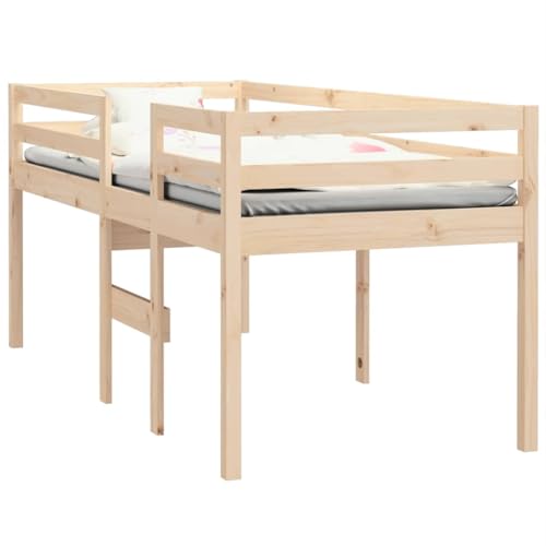 vidaXL Hochbett, Bett mit Sperrholzlatten, Bettgestell für Schlafzimmer, Schlafzimmerbett Bettrahmen Holzbett, 90x200cm Massivholz Kiefer