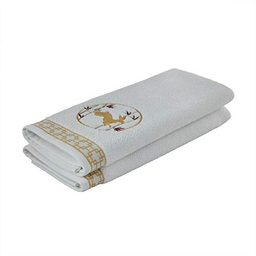 Skl Home Vern Yip Zodiac Rabbit Hand Towel Set, White #TOP4