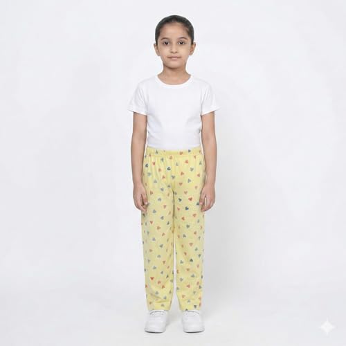 Image of indi weaves Regular Fit Pure Cotton Pajama Pants with All Over Print for Girls (Multicolor Designs)(Pack of 4)