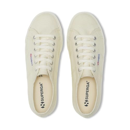 Superga 2790 Platform Sneakers for Men and Women - Iconic Italian Men’s and Women’s Tennis Shoes with Breathable Canvas Upper, Non Slip Rubber Sole, Beige Natural Avorio - 3.5 Men/5 Women4