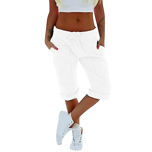 Pantalon d'été lin femme taille haute fin fluide et droit