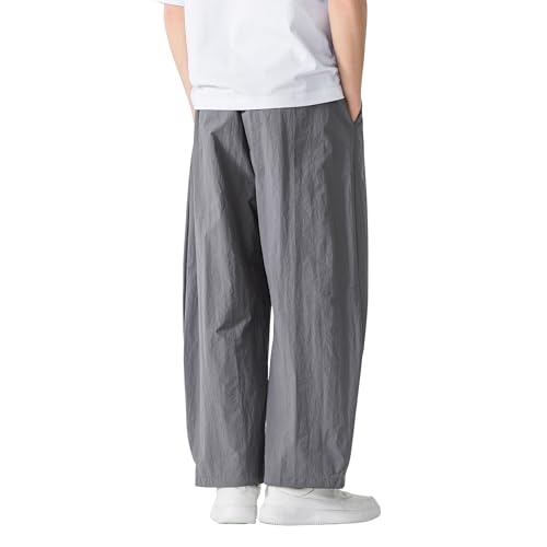 Tripleberly Casual Beach Pants for Men Summer Harem Baggy Pants with Pockets Elastic Drawstring Waist Wide Leg Yoga Trousers 7