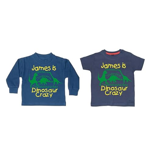Juego de camiseta y sudadera de dinosaurio personalizado con nombre infantil en amarillo y verde