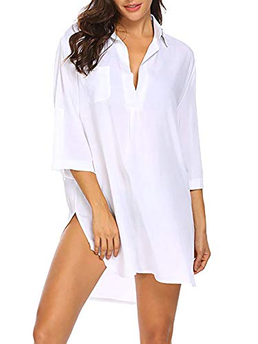 Robe de plage pour femme - Tunique, blanc, L Cover