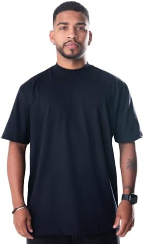 Camiseta Oversized Masculina Gola Alta, 100% Algodão, Manga Curta...