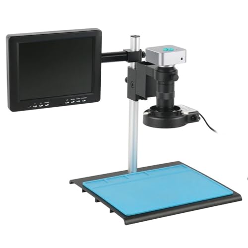 顕微鏡キット 1080P VGA HDMI IMX307 産業用ラボビデオ顕微鏡カメラ + 100X C マウントレンズ + 56 LED リングライト + スタンド + 8 インチ LCD 顕微鏡レンズアダプター(36MP HDMI USB)