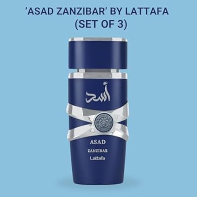 Lattafa Asad Zanzibar EDP Spray 100ML (3.4 OZ) Long Lasting, Embrace The Essence Of Rich Tropical Paradise. (PACK OF 3)
