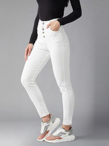 Image of Dolce Crudo Women's Skinny Fit High Rise Stretchable Regular Length Bleached Denim Jeans