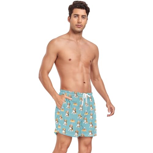 Birthday Cake Beagle Men's Swim Trunks with Liner Quick Dry Beach Shorts Swimwear Bathing Suit S-XXL4