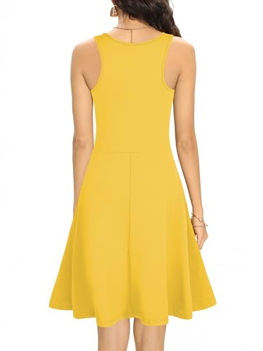 Image of Missufe Women's Sleeveless Racerback Flared Casual Plain Tank Dress