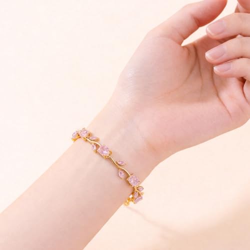 Image of SALVE Coquette Golden Tulip Bracelet for Women Stylish | Anti Tarnish Jewellery for Women, Hand Wristlet for Girls | Aesthetic Accessories for Girls, Valentine's Gift for Girlfriend