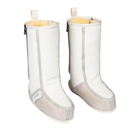 Sanofell by Werner Christ SALINAS - Botas de cama y pantuflas con suela antideslizante, piel de cordero médica, con cremallera, lavables a máquina, prevención de escaras, naturaleza, 39 EU