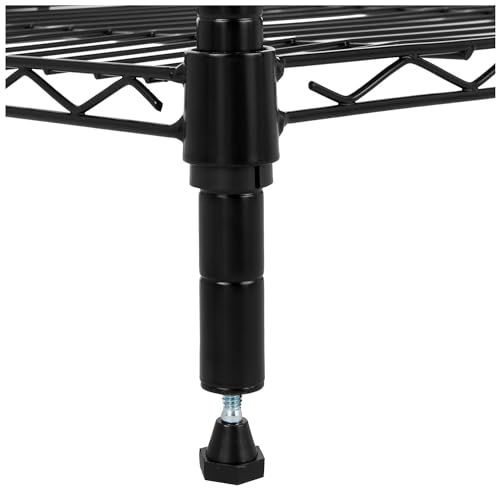 Image of Premium Heavy-Duty 3-Tier Black Metal Wire Storage Rack Shelf Organizer | Adjustable Multipurpose Freestanding Shelving Unit for Home, Office, Kitchen | Size 14 inch D x 30 inch W x 30 inch H Inch