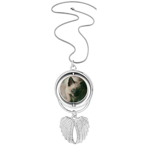 Collier ailes d'ange avec photo de chaton personnalisé et œil bleu protecteur