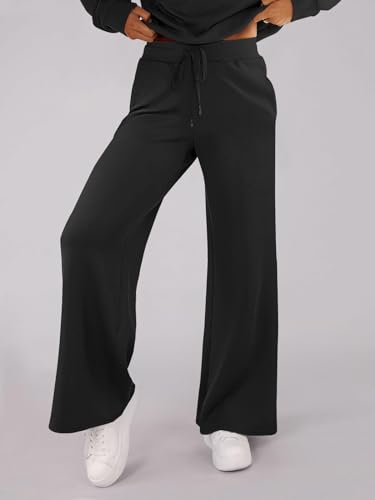 Women's Casual Straight Leg Pants High Waisted Baggy Sweatpants for Women with Drawstring Elastic Waist Lounge Pants3