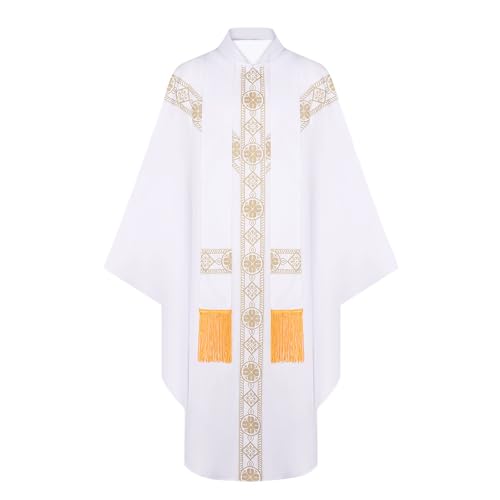 UPUPCOS Clergy Elegance Church Vestments Catholic Priest Priests Chasuble Mass Round Collar Robe Halloween Party