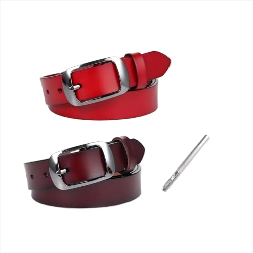 2-Piece Vintage Women's Belt Set - Adjustable Split Cowhide Leather
