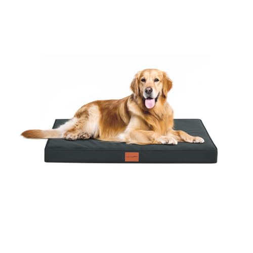 WAVVE Cama Perro Grande Ortopédica 91x69x7.6 cm, Colchon Perro Impermeable Lavable, Sofá Perro Ortopedica Desmontable, Colchoneta Perro con Espuma De Caja De Huevos, Gris