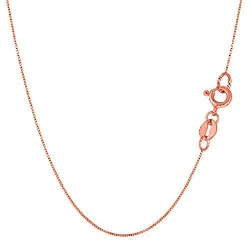 Jewelry Affairs 14k Real Solid Gold Box Style Chain Necklace, 0.45mm