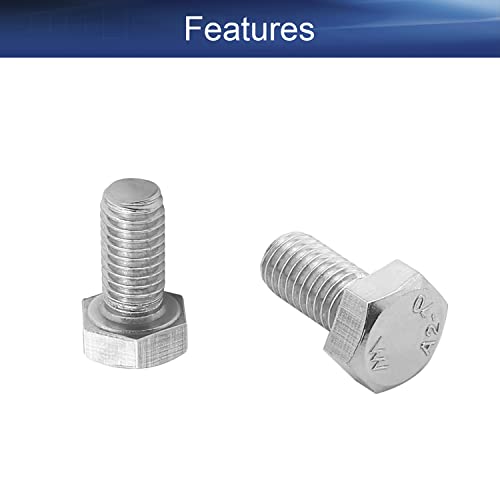 Image of Bettomshin 2Pcs M8 x 16mm Hex Bolts, 304 Stainless Steel 1.25mm Thread Pitch Fully Threaded Metric Hex Head Screw Bolts, Hexagon Screw Bolt, Hex Tap Bolts, Silver (Overall Size 20.8x13x13mm)