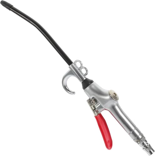 Pistolet de Soufflage Professionnel, Argent et Rouge, Poignée Ergonomique, 30,5 cm x 6,5 cm, Outil de Nettoyage Industriel pour Compresseur d'Air