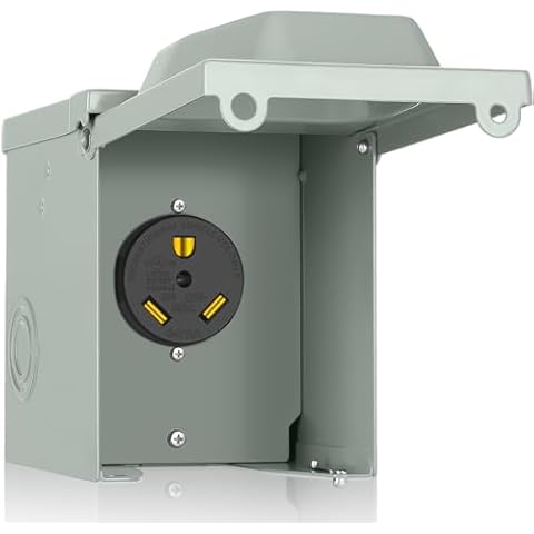 PAULINN 30 Amp RV Power Outlet Box, Nema TT-30R 125V RV Outdoor Panel Enclosed & Lockable for Outdoor Receptacle, Weatherproof, UL Listed, for RV Camper Travel Trailer Electric Car Generator Cover