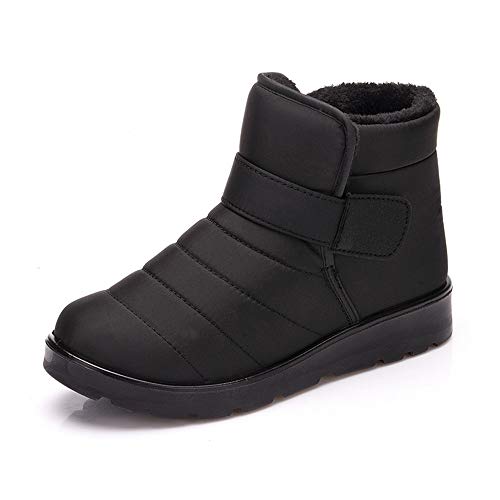 PAMRAY Winter Boots Unisex Ankle Booties Sports Shoes High Top Warm Fleece Lined Waterproof Outdoor Snow Skating Footwear Platform Black UK 2.5 (EU 35)