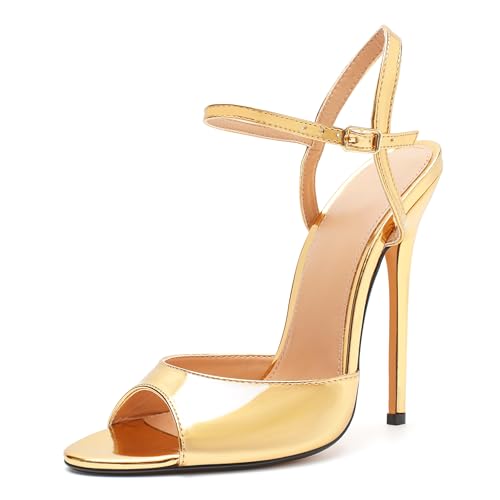 Unisex Men's Women's Strappy Sandals Heels Stiletto Patent Leather High Heeled Sandals Party Shoes