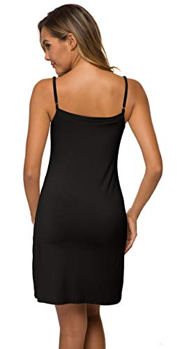 Image of AUHEGN Women's Basic Adjustable Spaghetti Strap Cami Slip Mini Dress