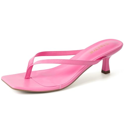 Image of Kitten Heels for Women Square Toe Sandals Flip Flop Heels Thong Sandals Comfortable Summer 2 Inch Heels Sandals