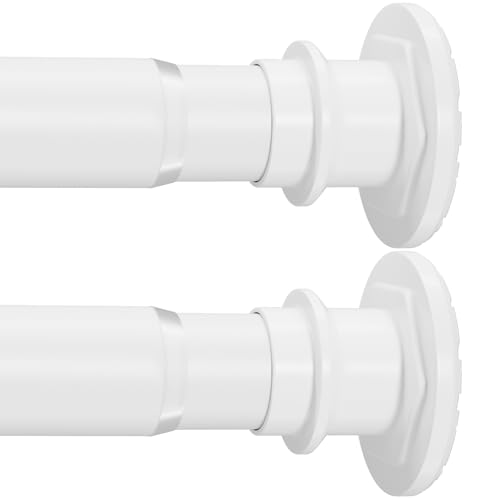 XIQIYY Adjustable Spring Tension Rods,90-120CM, 2 Pack - Heavy Duty Curtain Rods for Windows, Doors, Bathroom, Closet - White