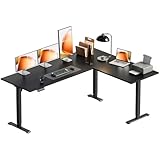 OffiGo 63 Inch Reversible L Shaped Electric Standing Desk, Height Adjustable Corner Stand up Desk, Ergonomic Large Lift Computer Table for Home, Office, Workstation, Black