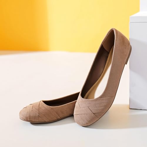 Image of Ataiwee Women's Wide Width Flats Shoes - Casual Comfortable Round Toe Plus Size Ballet Shoes.