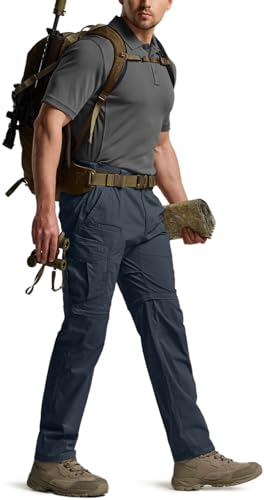 Image of CQR Men's Convertible Cargo Tactical Pants, Water Resistant Outdoor Hiking Pants, Zip Off Lightweight Stretch Work Pants