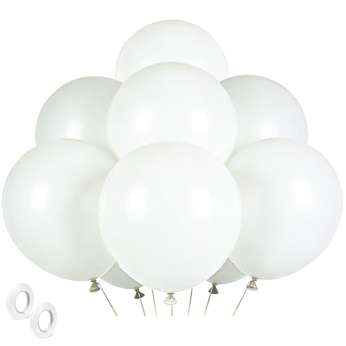 Image of White Balloons Birthday Decorations 30 Pack 18 inch Round Wedding Ballons for White Themed Wedding Graduation Birthday Party Backdrop 4th of July Decorations Independence Day