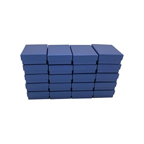 HomeImpel 20 Packs Cardboard Paper Jewelry Boxes, 3.54 x 2.76 x 1.18 Inches, Rectangle Jewelry Boxes Cotton Filled, Earring Pendant Necklace Gift Boxes (Blue) Cover