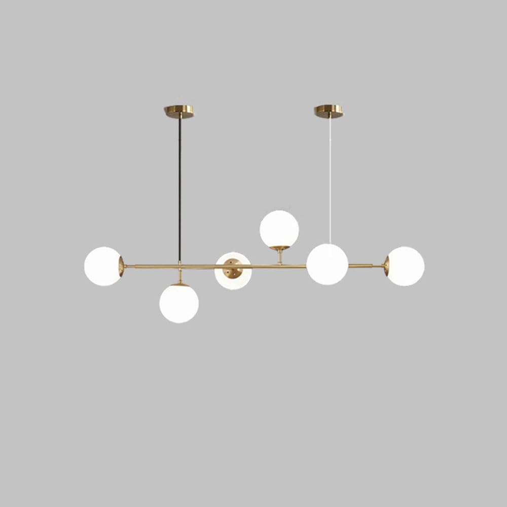 KXEcoLife Modern Nordic 6-Light Glass Pendant Chandelier, Adjustable E27 Globe Fixtures for Kitchen Island, Lighting, Contemporary Ceiling Lamp, Elegant Home Decor