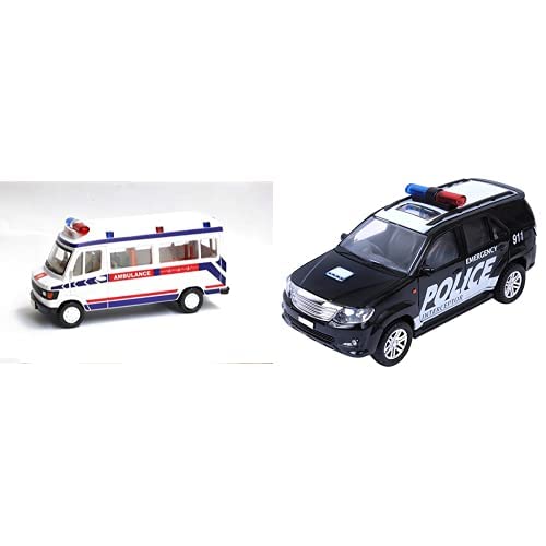 Centy Toys Tmp 207 Ambulance Police Interceptor Fortune Pull Back Toy, Black, Kids