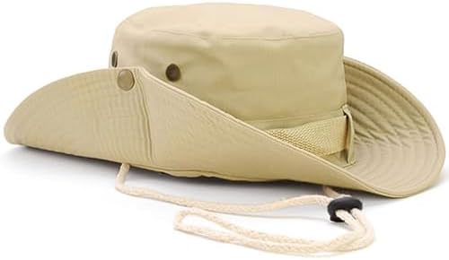 Bob Homme Large Bord Anti UV - Chapeau De Pêcheur Et Randonnée Avec Sangle Menton Réglable - Protection Solaire