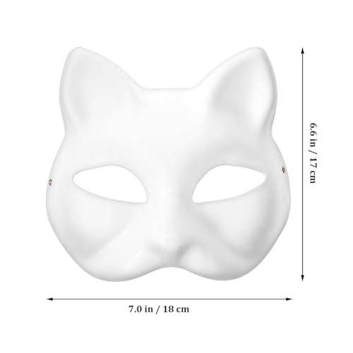 SAFIGLE White Paper Cat Mask 5Pcs Set Diy Blank Animal Face Masks for Halloween Party Cosplay Costume Hand-Paintable Eco-Friendly Pulp Material