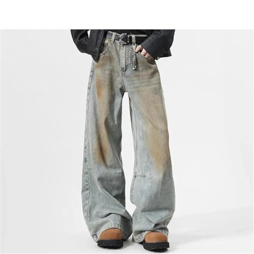 Men's Denim Pants Worn-Out Trousers Wide Leg Menswear Straight Jeans2