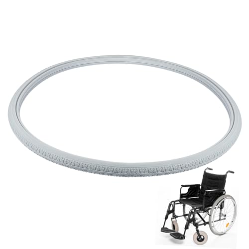 Healeved Neumáticos Para Sillas De Ruedas 24 Pu Elástico Sin Inflar Rueda De Repuesto Antideslizante Gris