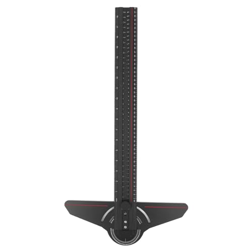 Woodworking T Squar - Aluminum Alloy T Square Ruler - Precision Woodworking Ruler Scribing Tool with Rotatable Angle Gauge for Carpenter Work, Layout and Measuring