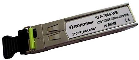 ROBOfiber SFP (miniGBIC) BiDirectional Optical Module, Single Strand B 60Km, Gigabit 1.25G Rate, 1550/1490nm, LC Connector, DDM Features Included
