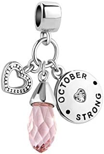 LSxAB Teardrop Jan-Dec Birthstone Heart Love Birthday Charm Compatible with Pandora Bracelets and Necklace